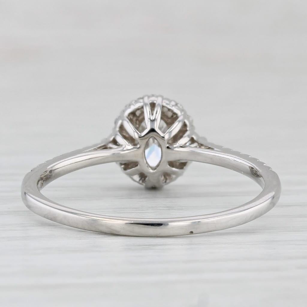 Anillo de compromiso con halo de diamantes ovalados 1ctw Oro blanco 14k Tamaño 11 Anillo catedral GIA en Bueno estado para la venta en McLeansville, NC