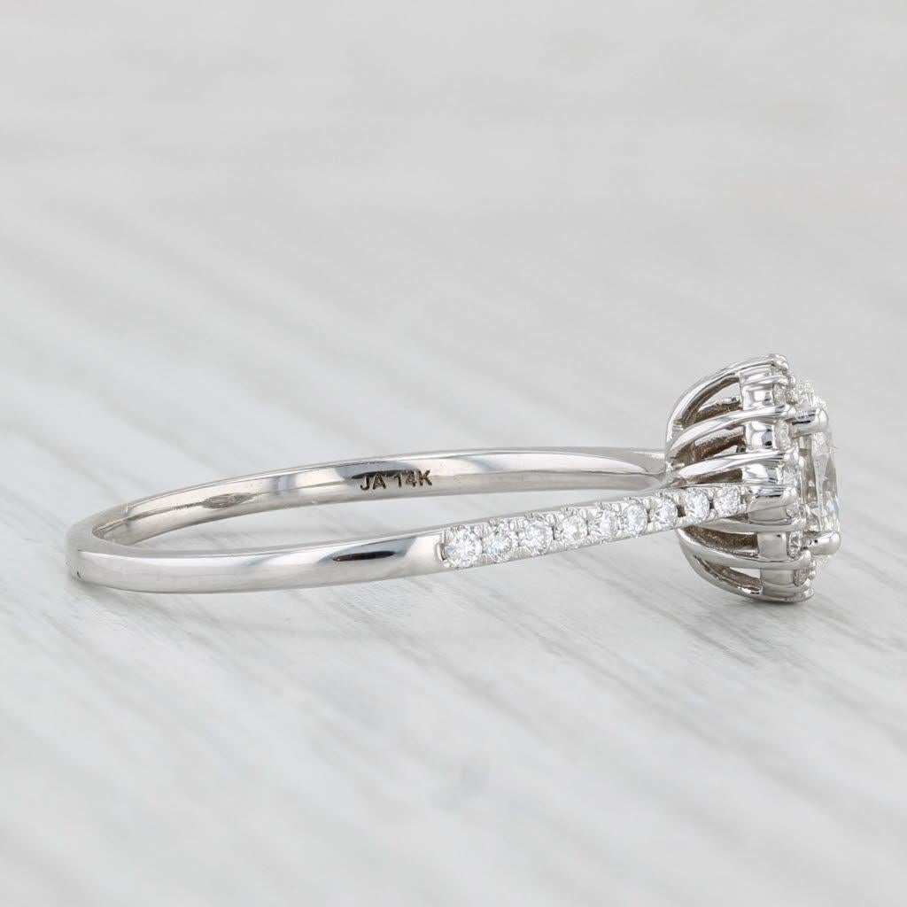 Anillo de compromiso con halo de diamantes ovalados 1ctw Oro blanco 14k Tamaño 11 Anillo catedral GIA en venta 1