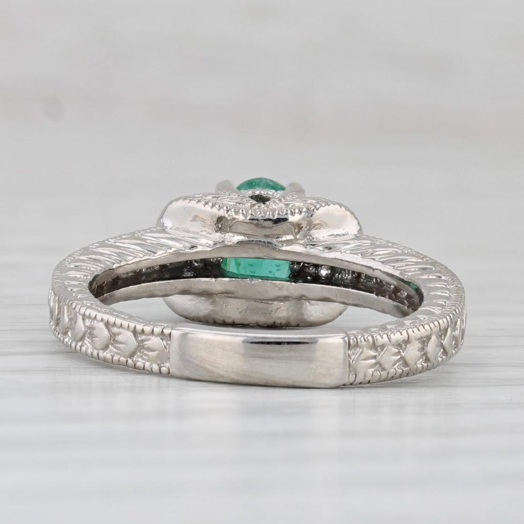 Oval Cut 1ctw Oval Emerald Diamond Ring 14k White Gold Size 6.5 Engagement For Sale