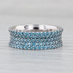 1ctw Pave Blue Diamond Concave Band 18k Weißgold Größe 7,25 Ring