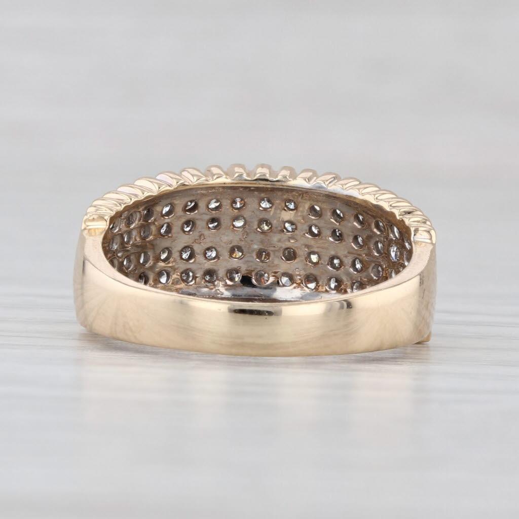 Taille ronde 1ctw Pave Diamond Ring 14k Yellow Gold Size 8 Anniversary Band en vente