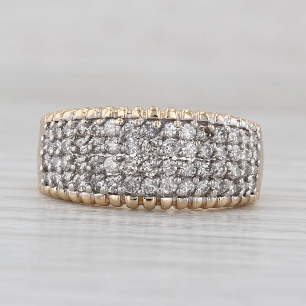 1ctw Pave Diamond Ring 14k Yellow Gold Size 8 Anniversary Band Bon état - En vente à McLeansville, NC