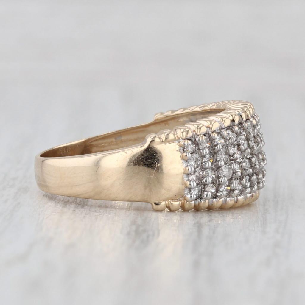 1ctw Pave Diamond Ring 14k Yellow Gold Size 8 Anniversary Band Unisexe en vente