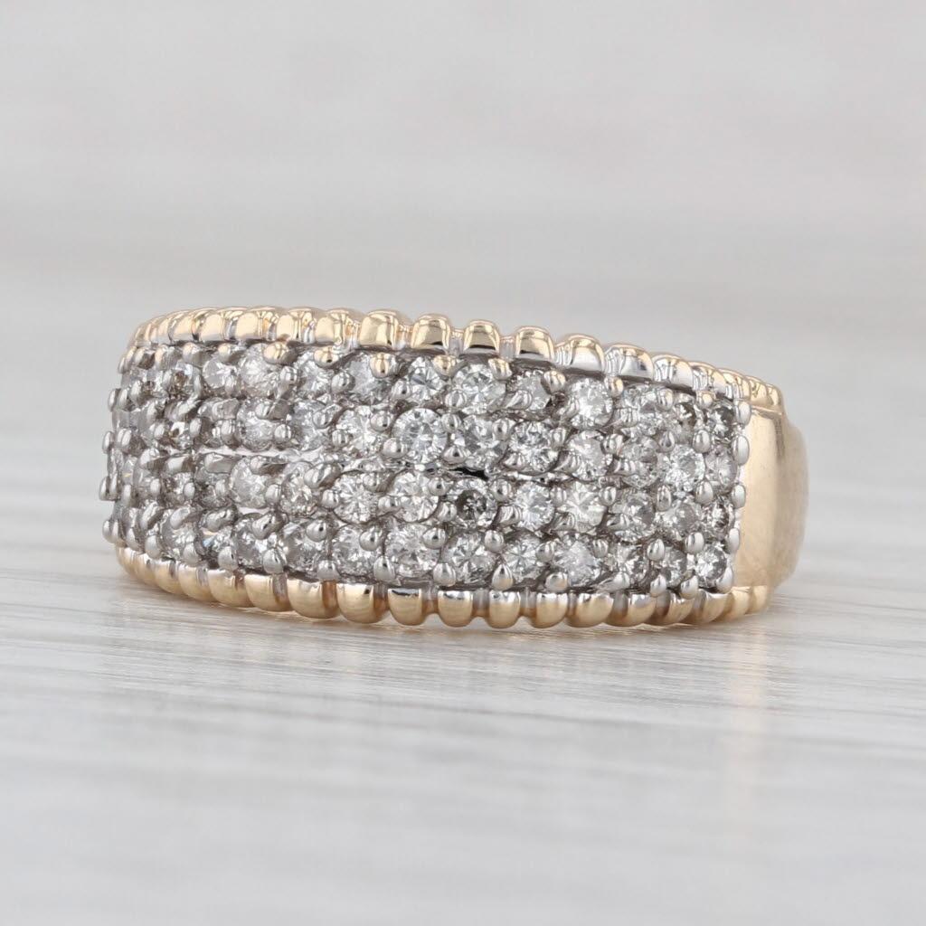 1ctw Pave Diamond Ring 14k Yellow Gold Size 8 Anniversary Band en vente 1