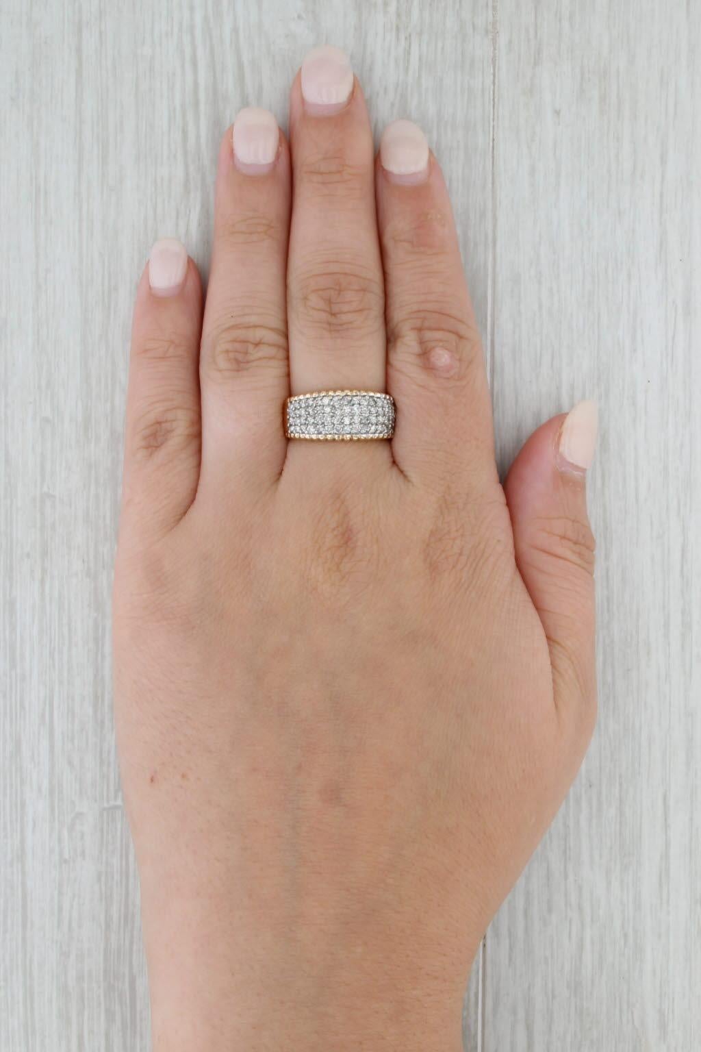 1ctw Pave Diamond Ring 14k Yellow Gold Size 8 Anniversary Band en vente 3