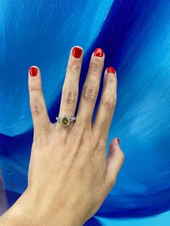 1ctw Pear Shape Fancy Deep Brown/Yellow/Orange Halo Engagement Ring VVS2