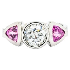 1ctw Pink Sapphire & .84ct Diamond Ring In Platinum
