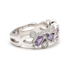 1ctw Pink Sapphire & Diamond Band, 14k White Gold, Ring Size 6
