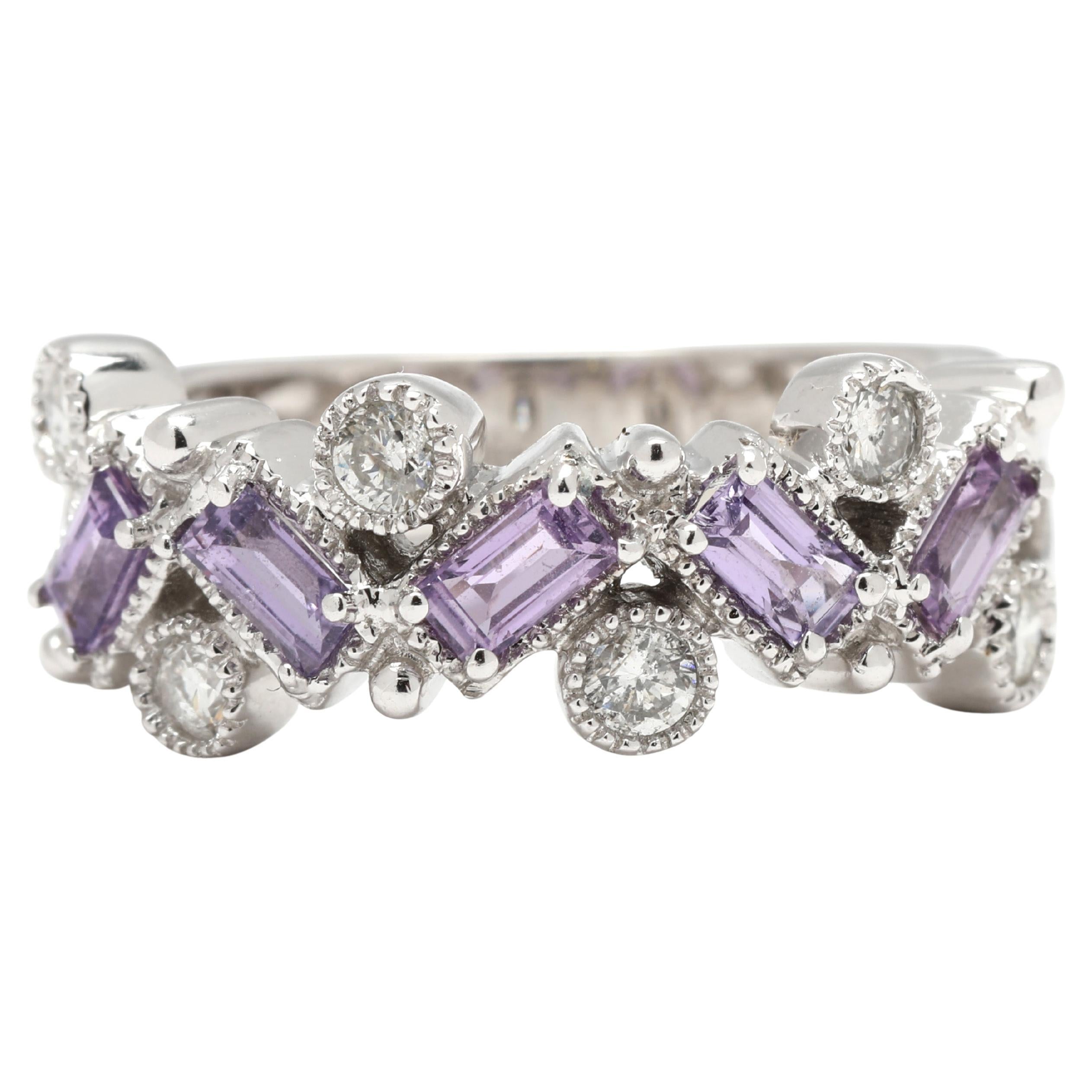 1ctw Pink Sapphire 
Diamond Band, 14k White Gold, Ring Size 6 en vente