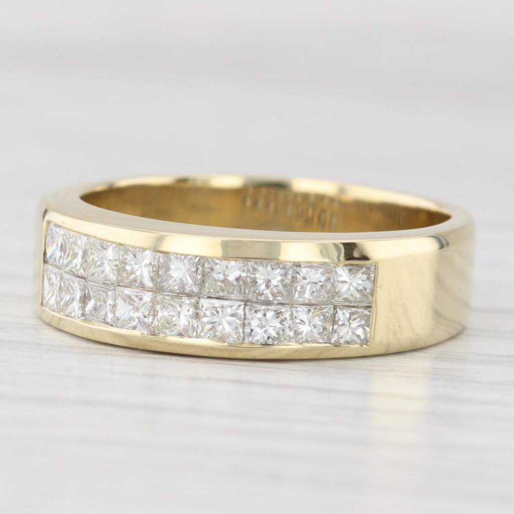 1ctw Prinzessin Kanal Set Diamant Hochzeit Band 18k Gold Jahrestag Ring im Angebot 1