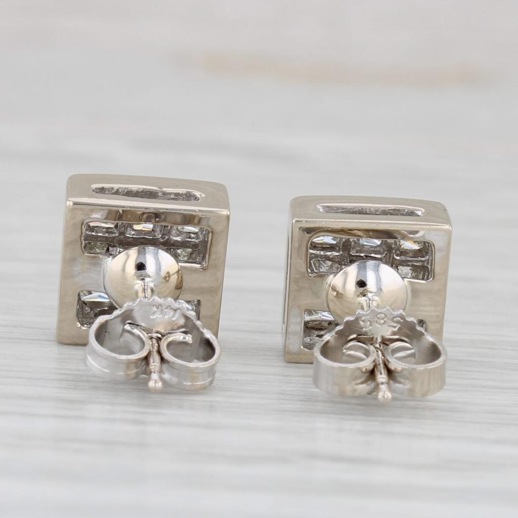 Donna Orecchini con diamanti da 1ctw Princess in oro bianco 18k in vendita