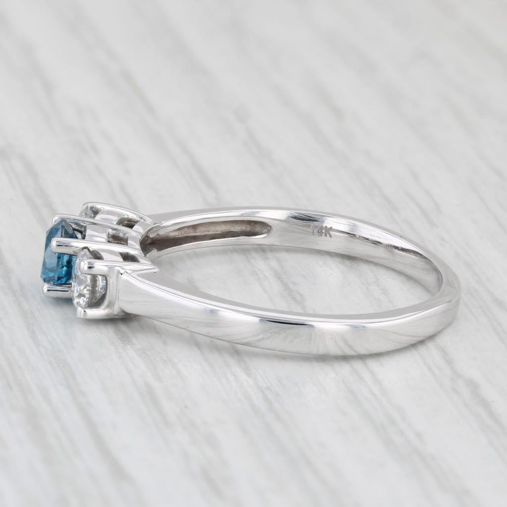 1ctw Round Blue White Diamond 3-tone Engagement Ring 14k White Gold Size 8.5 1
