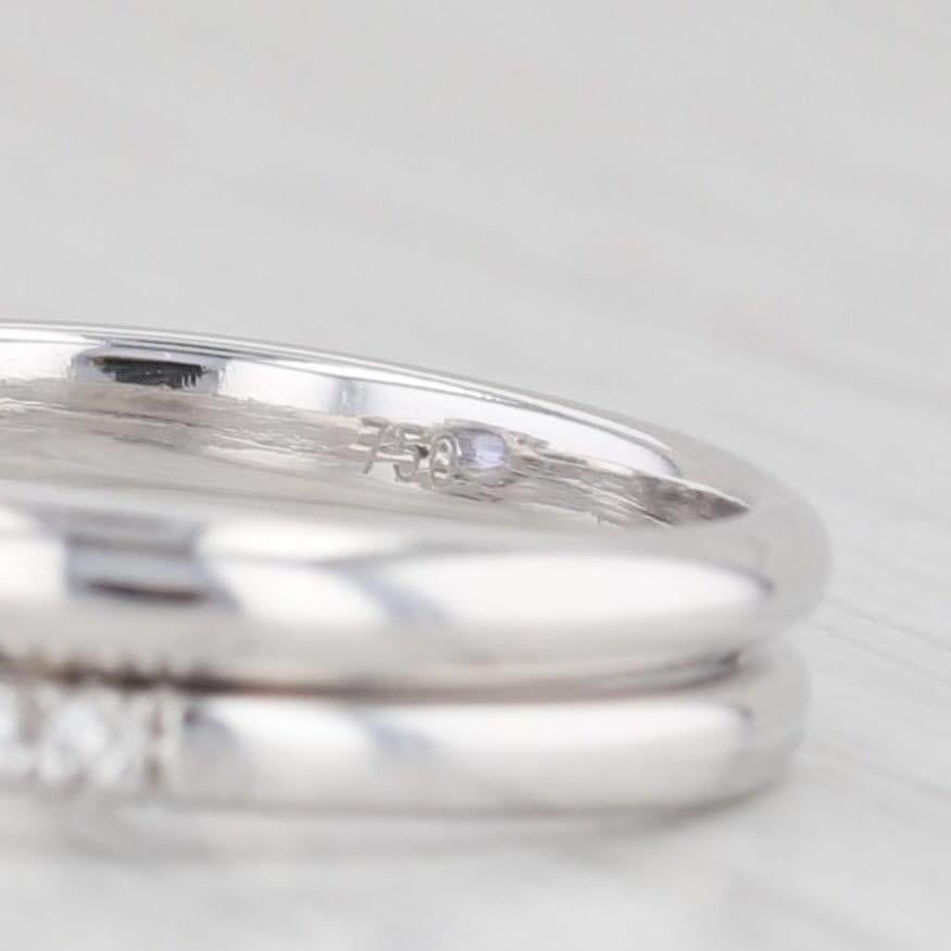 Anello di fidanzamento con tanzanite rotonda da 1 ct. Fascia nuziale con diamante in oro 18 carati in vendita 2