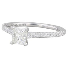 1ctw VS1 Princess Diamond Engagement Ring 18k White Gold Size 6.5 Tacori GIA