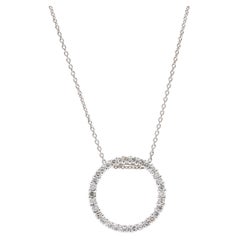 Vintage 1cwt Diamond Circle Pendant Necklace, 14k White Gold, Length 20 Inches