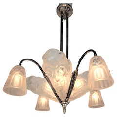 1French Art Deco Chandelier by Degue