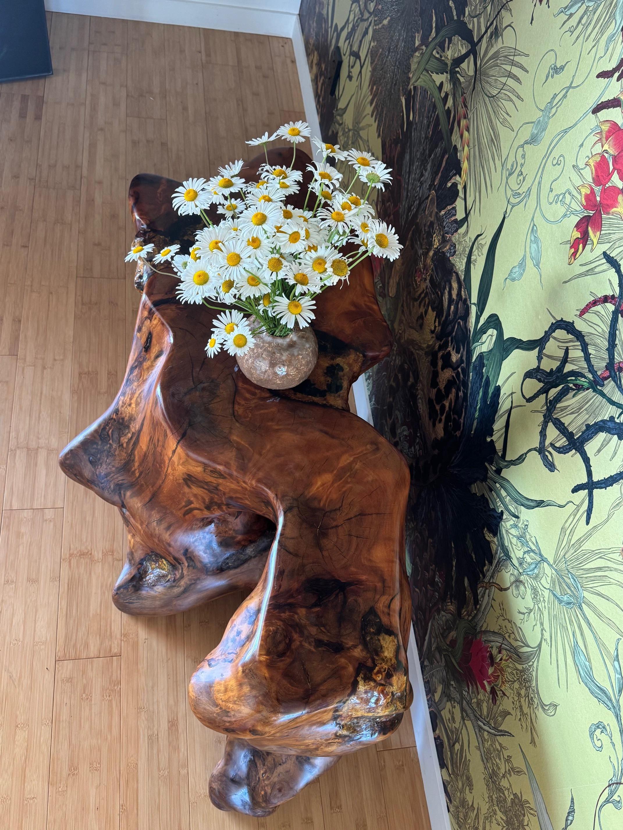 Iron 1m Kauri Coffee Table in Solid Ancient Kauri Wood For Sale