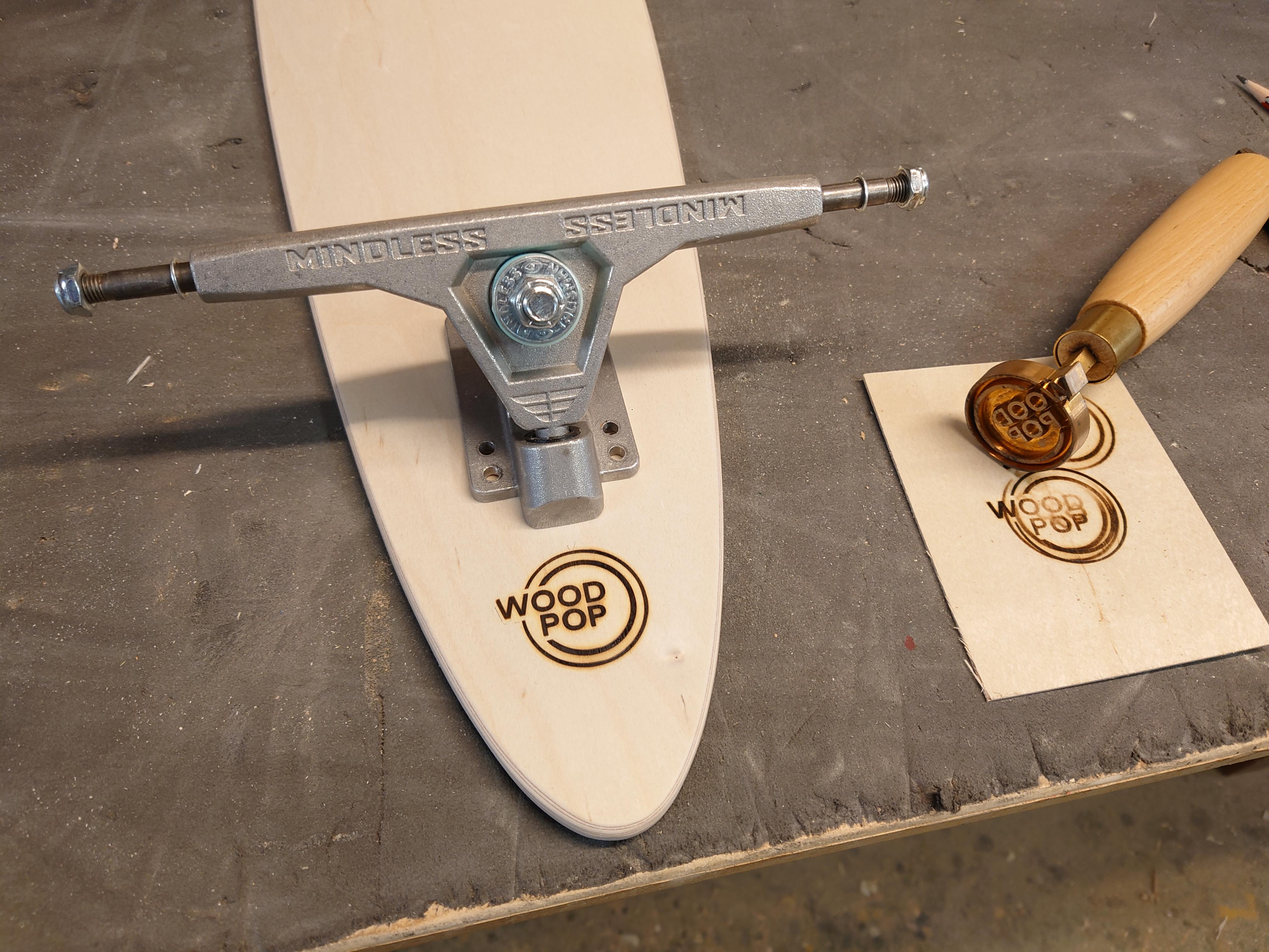 1M Marquetry Pintail Longboard.  Handcrafted Skateboards from  w o o d p o p. For Sale 4