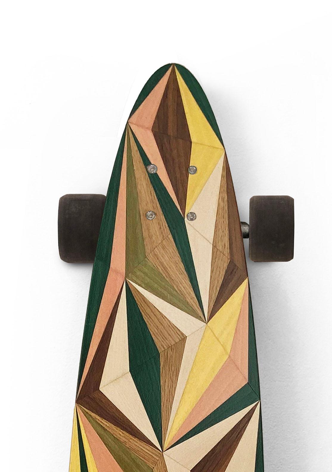 Welsh 1M Marquetry Pintail Longboard.  Handcrafted Skateboards from  w o o d p o p.