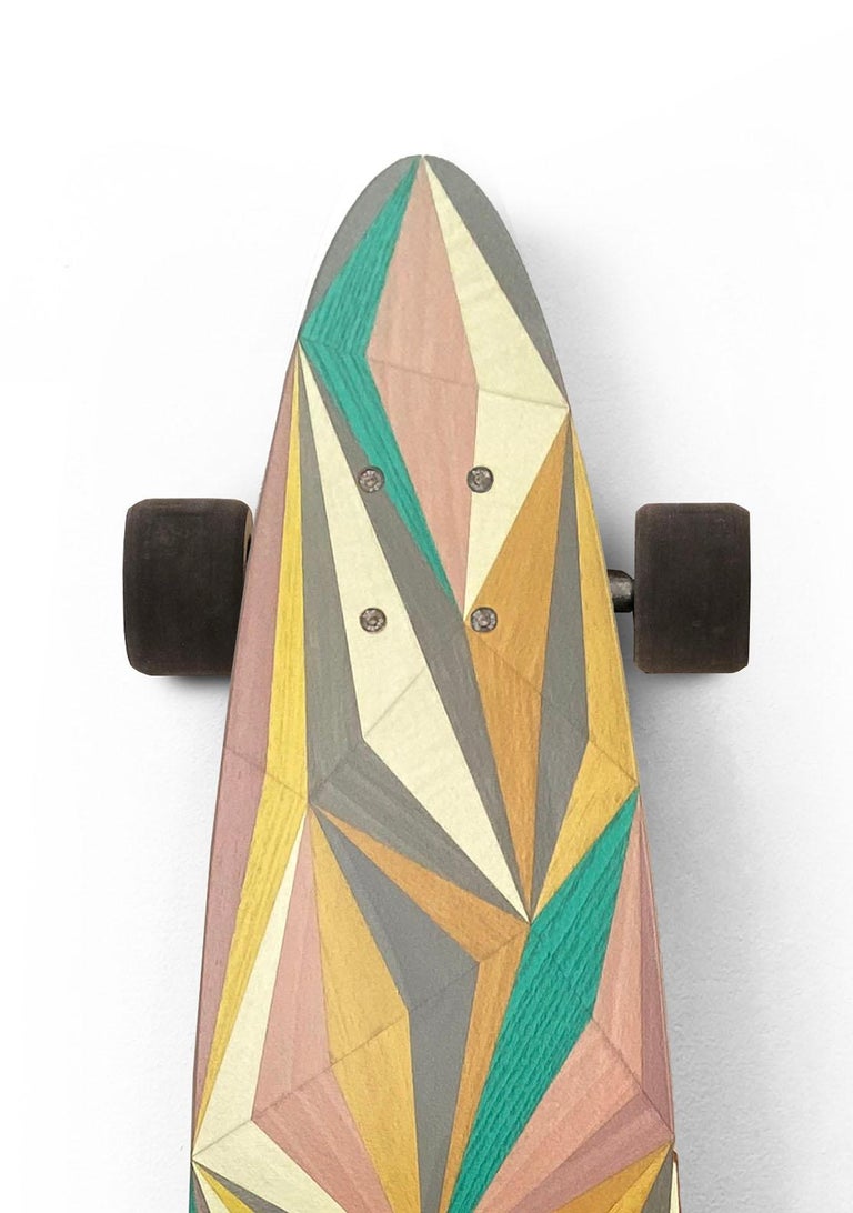 Welsh 1M Marquetry Pintail Longboard.  Handcrafted Skateboards from  w o o d p o p. For Sale