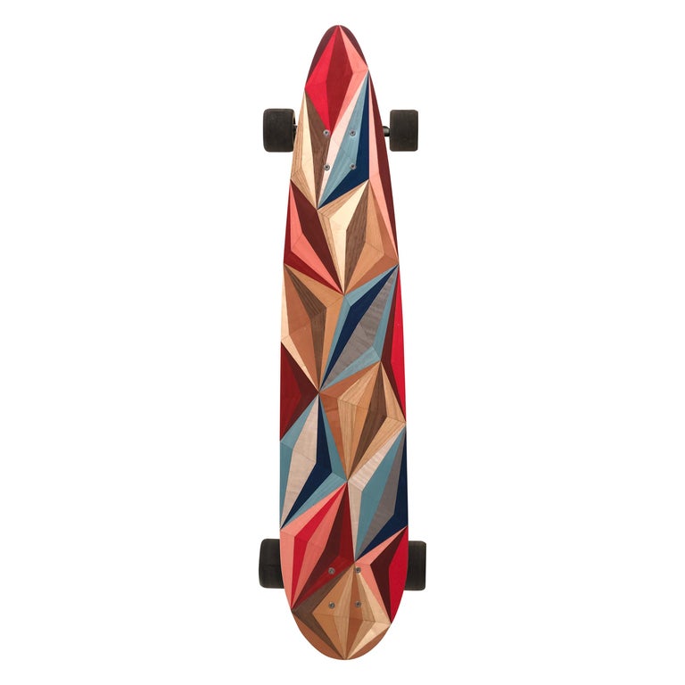 1M Marquetry Pintail Longboard.  Handcrafted Skateboards from  w o o d p o p. For Sale