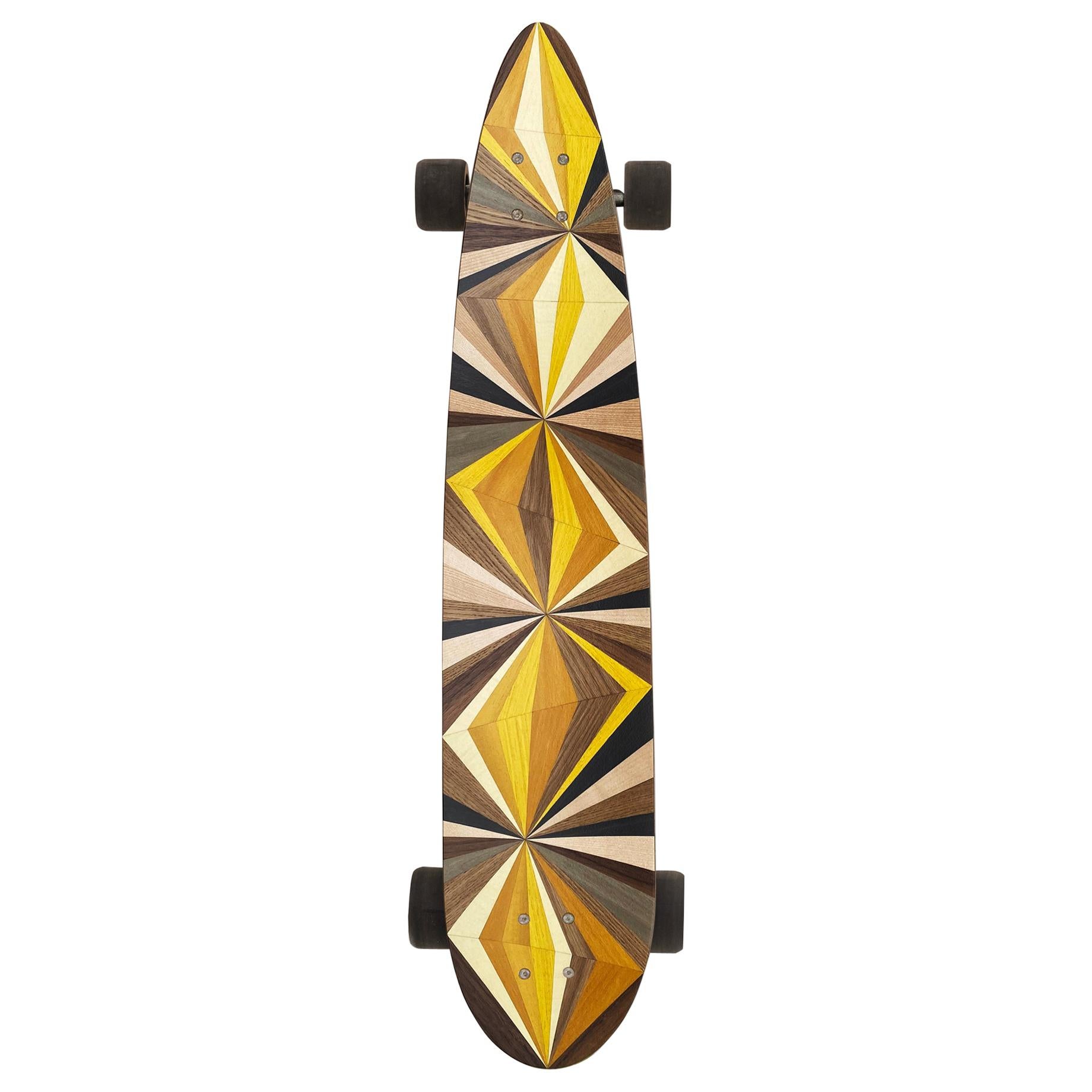 1M Marquetry Pintail Longboard.  Handcrafted Skateboards from  w o o d p o p. For Sale