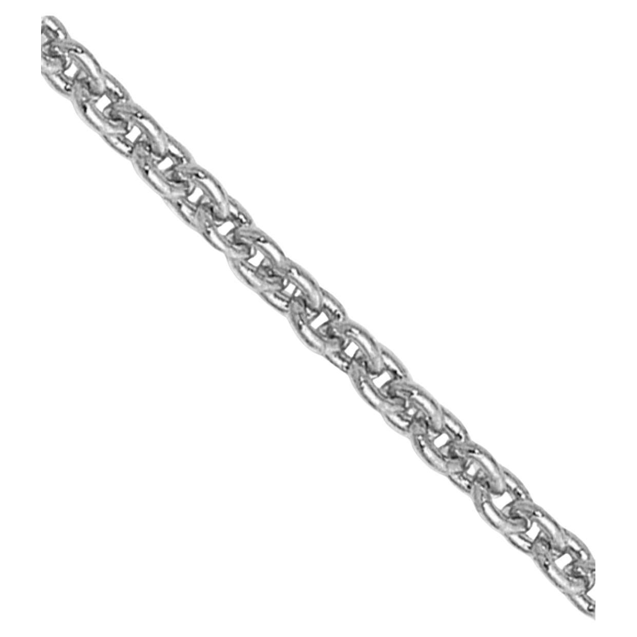 Modern 1mm 14K White Gold Cable Chain Necklace, 18 Inches, Unisex For Sale