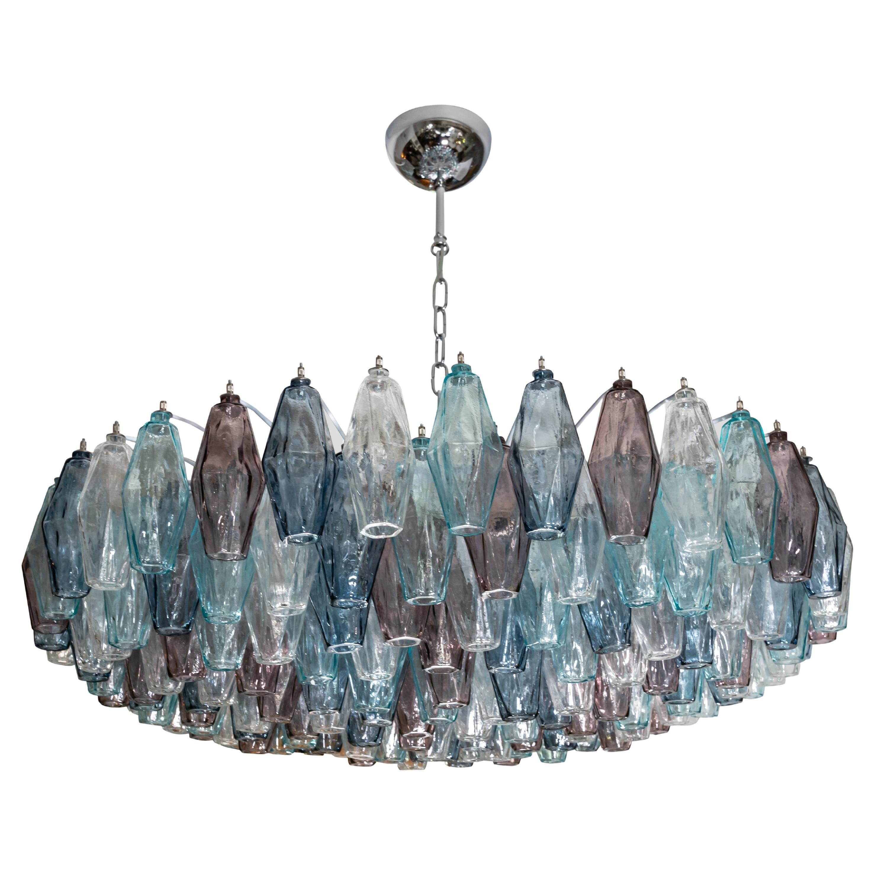 1 Multifaceted Hand Grafted Multi Coloured Murano Glass Ceiling Light Italian