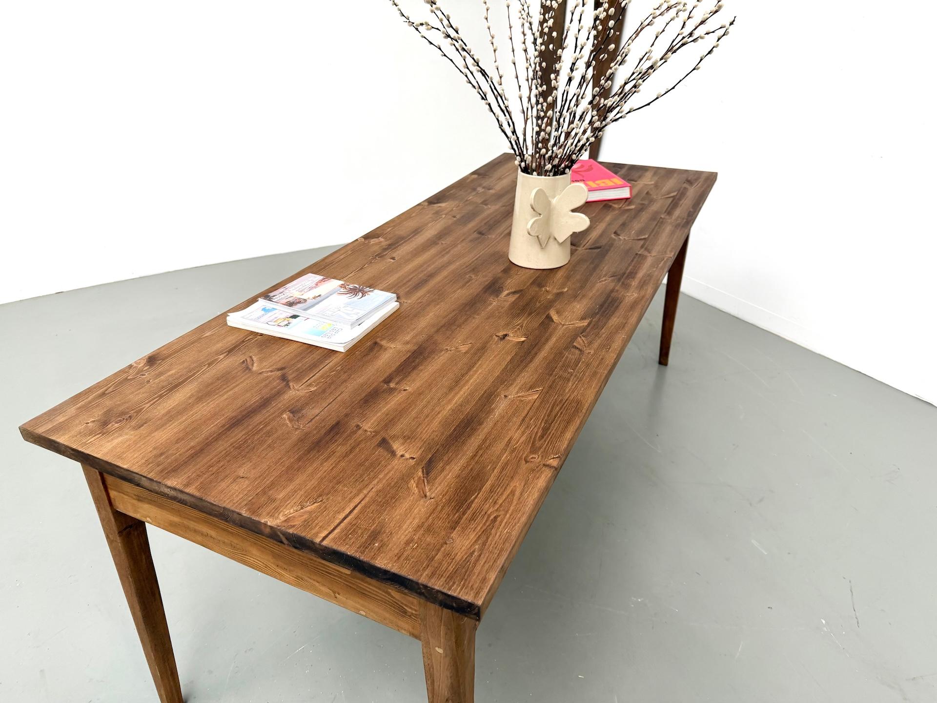 1ntique farmhouse table in beech and pine,  with 8 drawers For Sale 12
