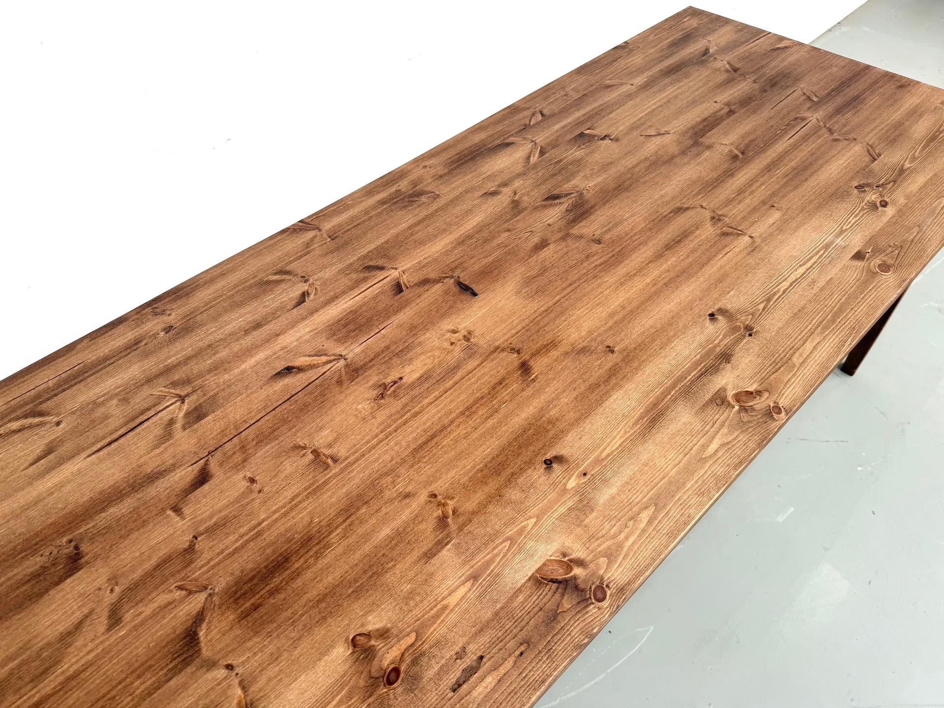 Mid-20th Century 1ntique farmhouse table in beech and pine,  with 8 drawers For Sale