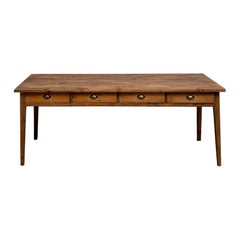 1Table de ferme ancienne en hêtre et pin,  avec 8 tiroirs