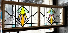 1di2 Art Deco Motif Stained Glass Transom 54" x 21"