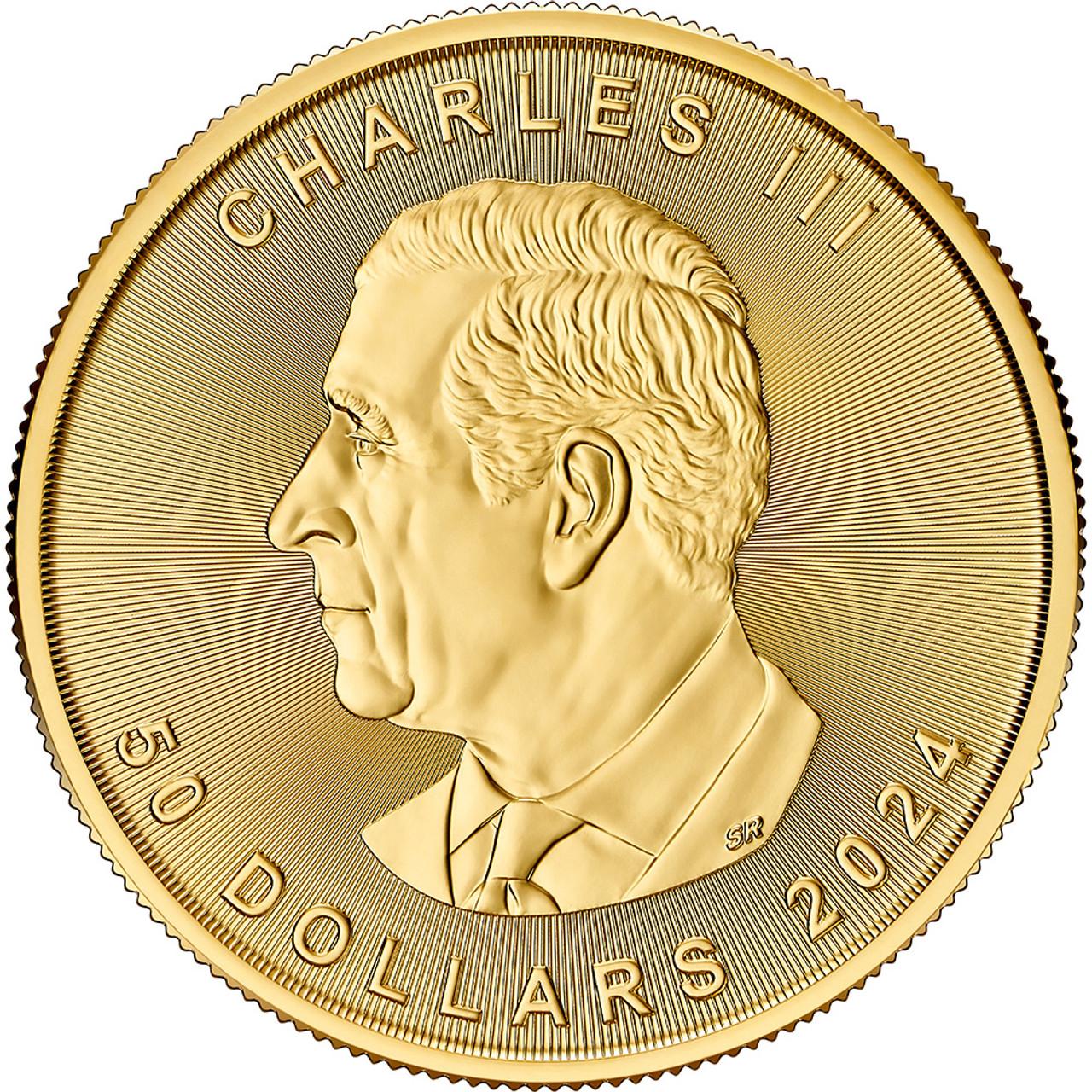 1OZ kanadische Ahornblattmünze-Halskette mit Seil Halo 14k Gelbgold im Angebot 1