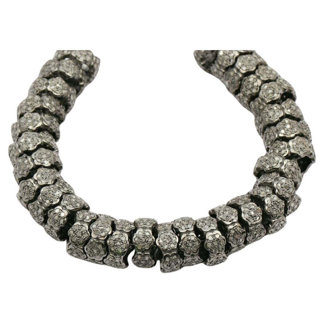 Perles spatiales en argent 925 avec diamants pavés 1Pc trouvailles de bijouterie en vente