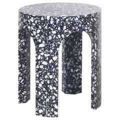 1pc READY TO SHIP - Loggia Side Table - Black Terrazzo Marble by Portego