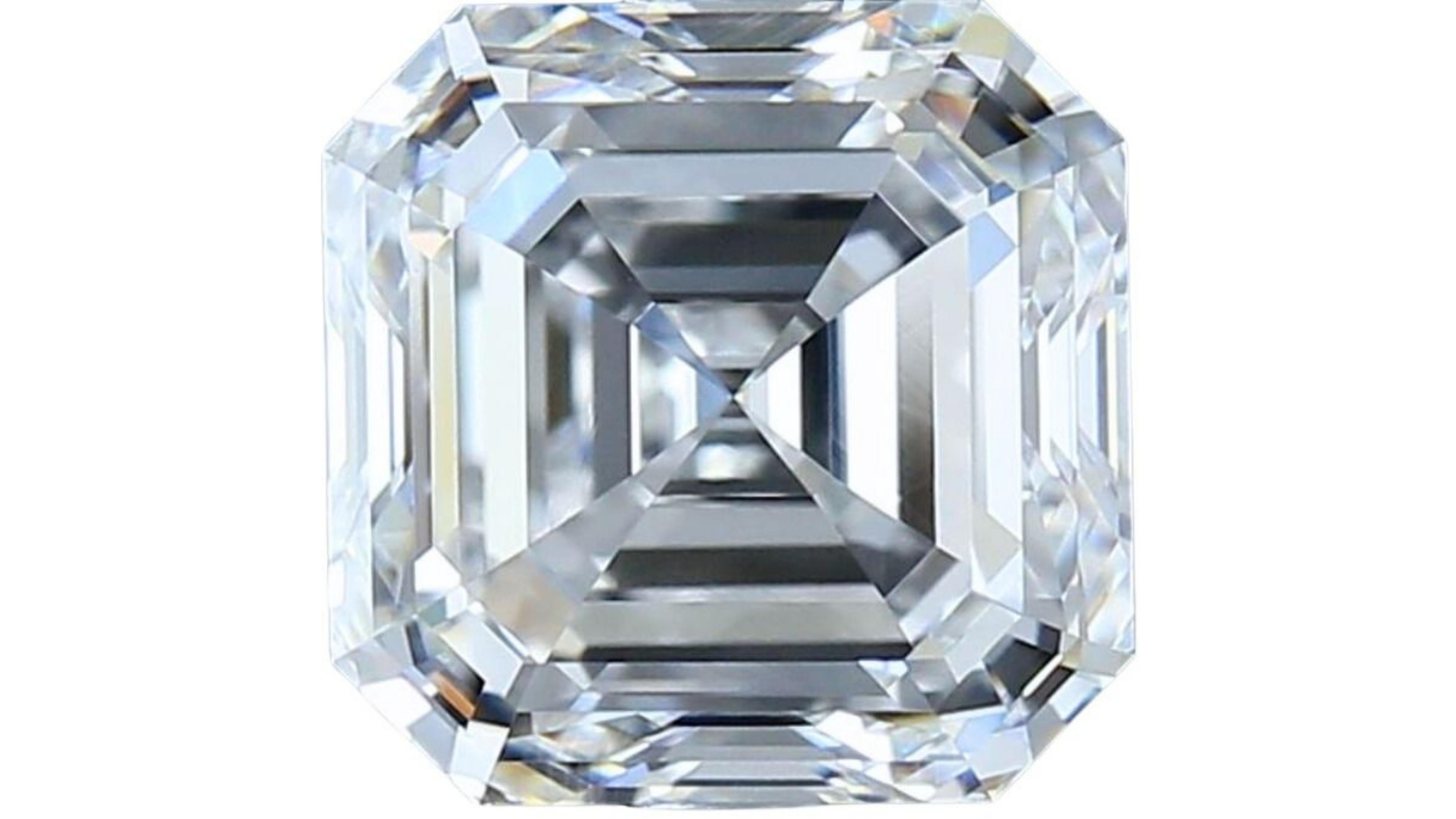 1pc Sparkling 3.03 Square Emerald Cut Natural Diamond In New Condition For Sale In רמת גן, IL