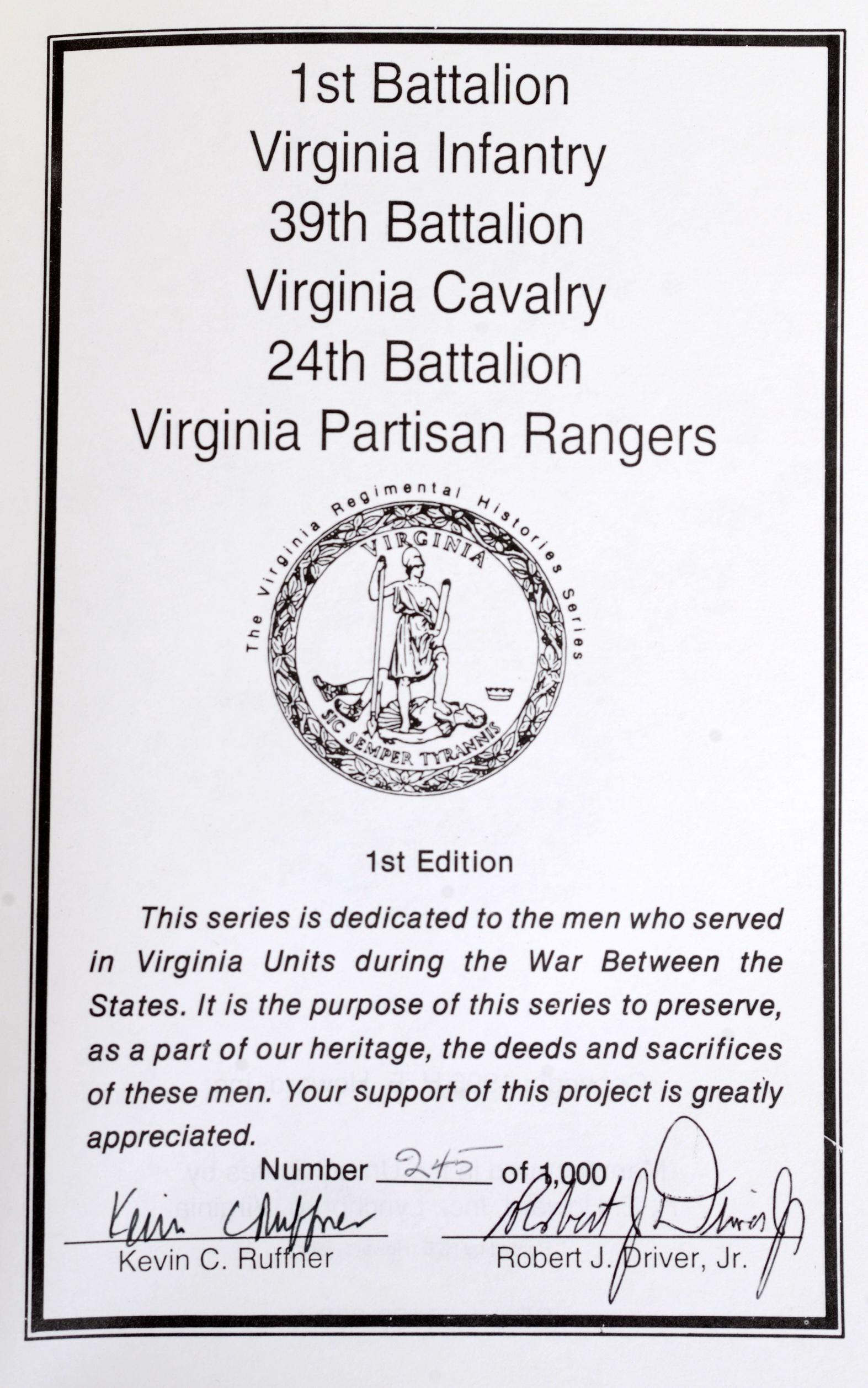 1st Battalion VA Infantry 39th Battalion VA Cavalry 24th Battalion VA Rangers For Sale 2