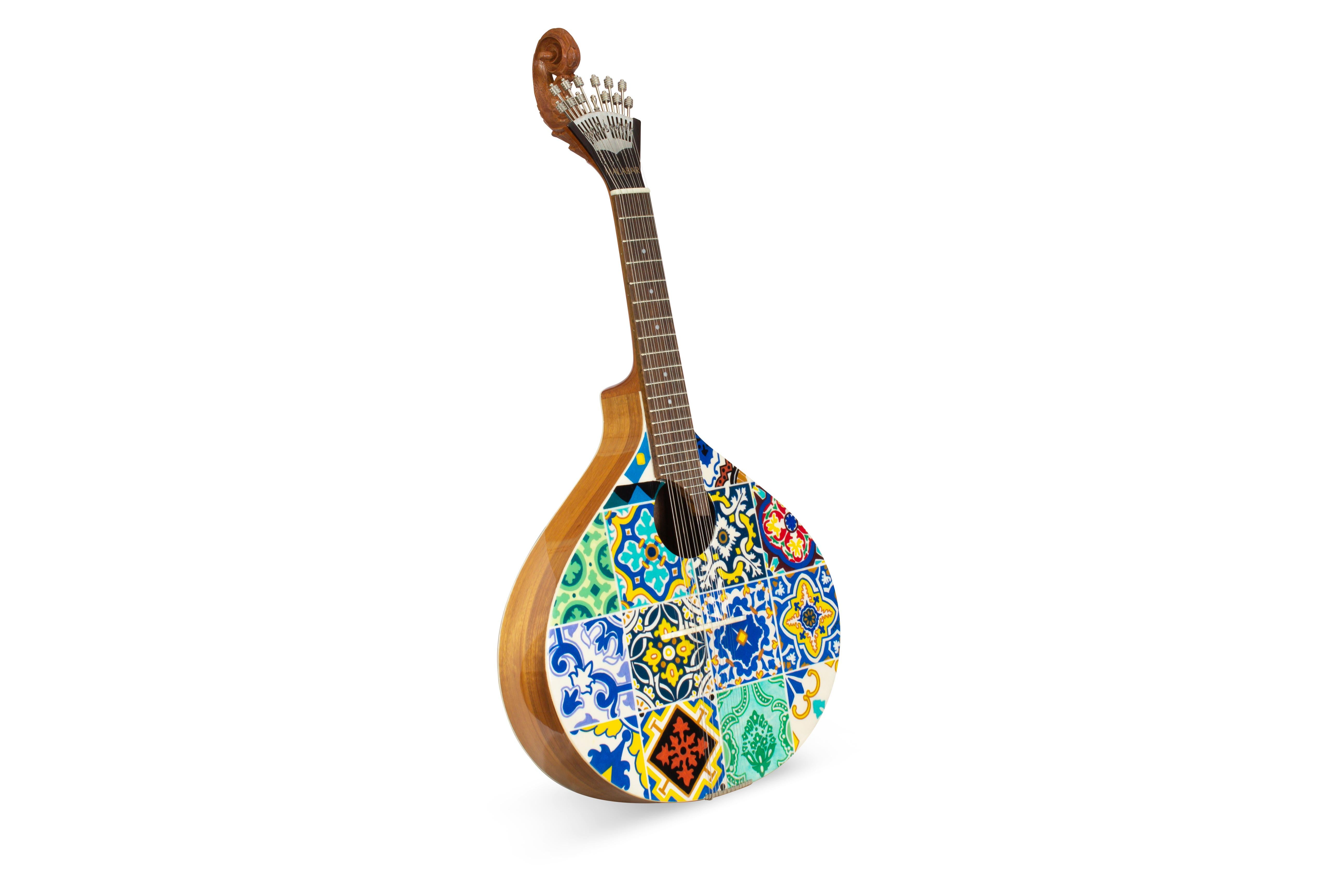 Portugais Guitare Azulejo II du 1er siècle peinte à la main par Malabar en vente