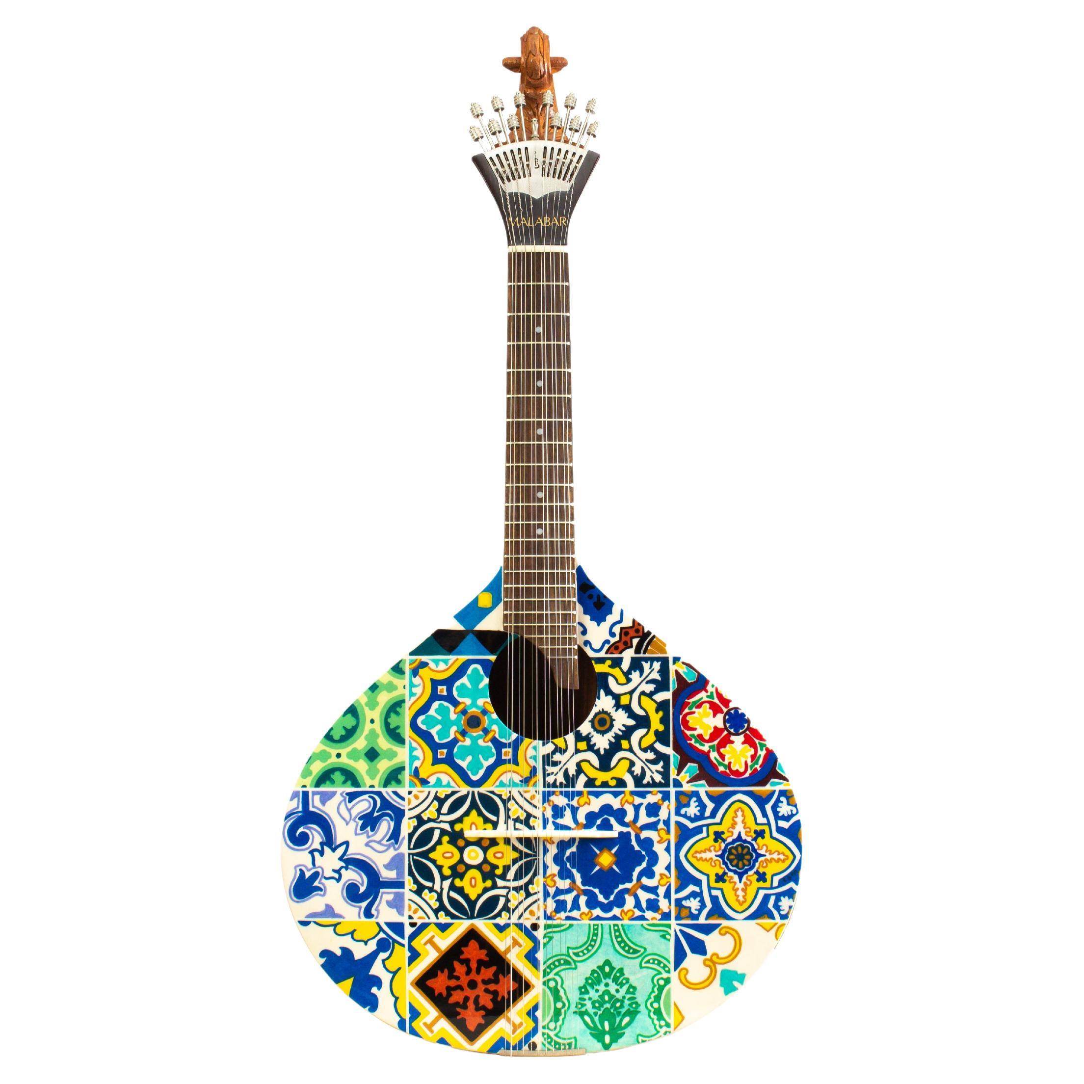 Azulejo II, Gitarre, handgemalt von Malabar, 1. Jahrhundert