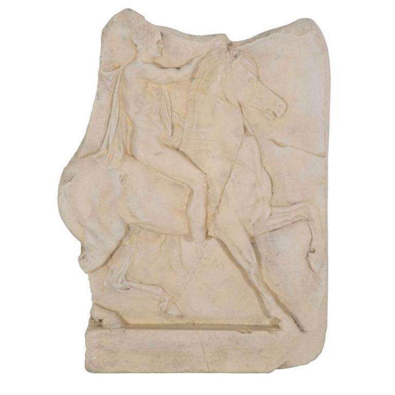 1st Century BC Greek Hellenistic Horseman Relief Cast Wall Plaque For Sale