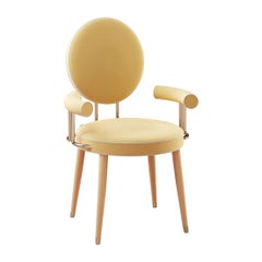  Mid-Century Modern Brigid Dining Chair Walnut Wood Cotton Velvet