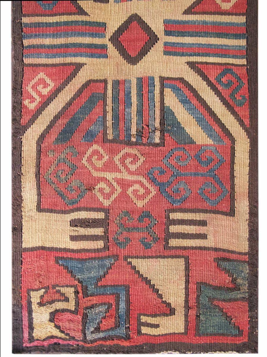 Hand-Woven Ancient Proto-Nazca Red and Yellow Spider Rug Fragment, c. 200 AD For Sale