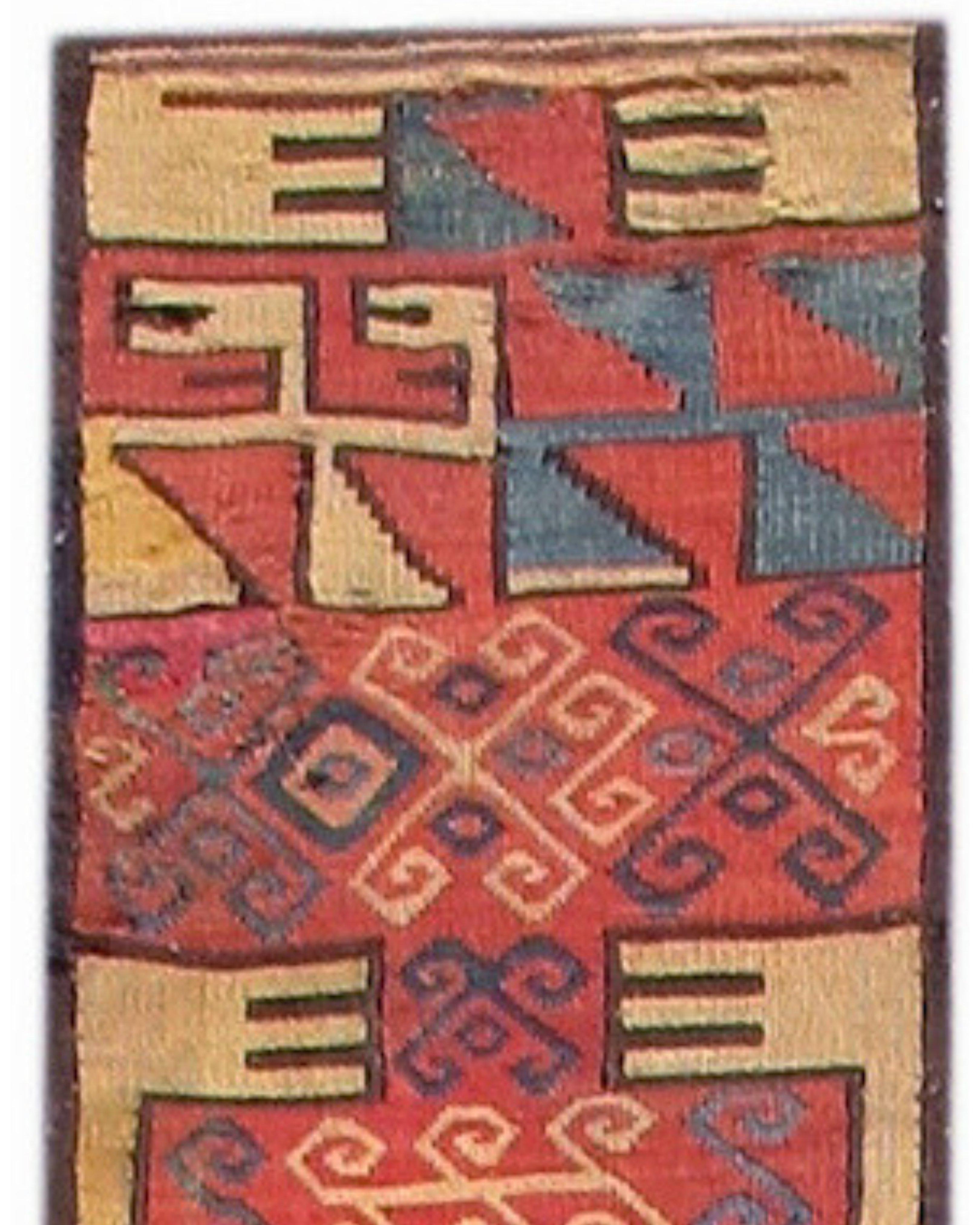 Ancient Proto-Nazca Red and Yellow Spider Rug Fragment, c. 200 AD In Excellent Condition For Sale In San Francisco, CA