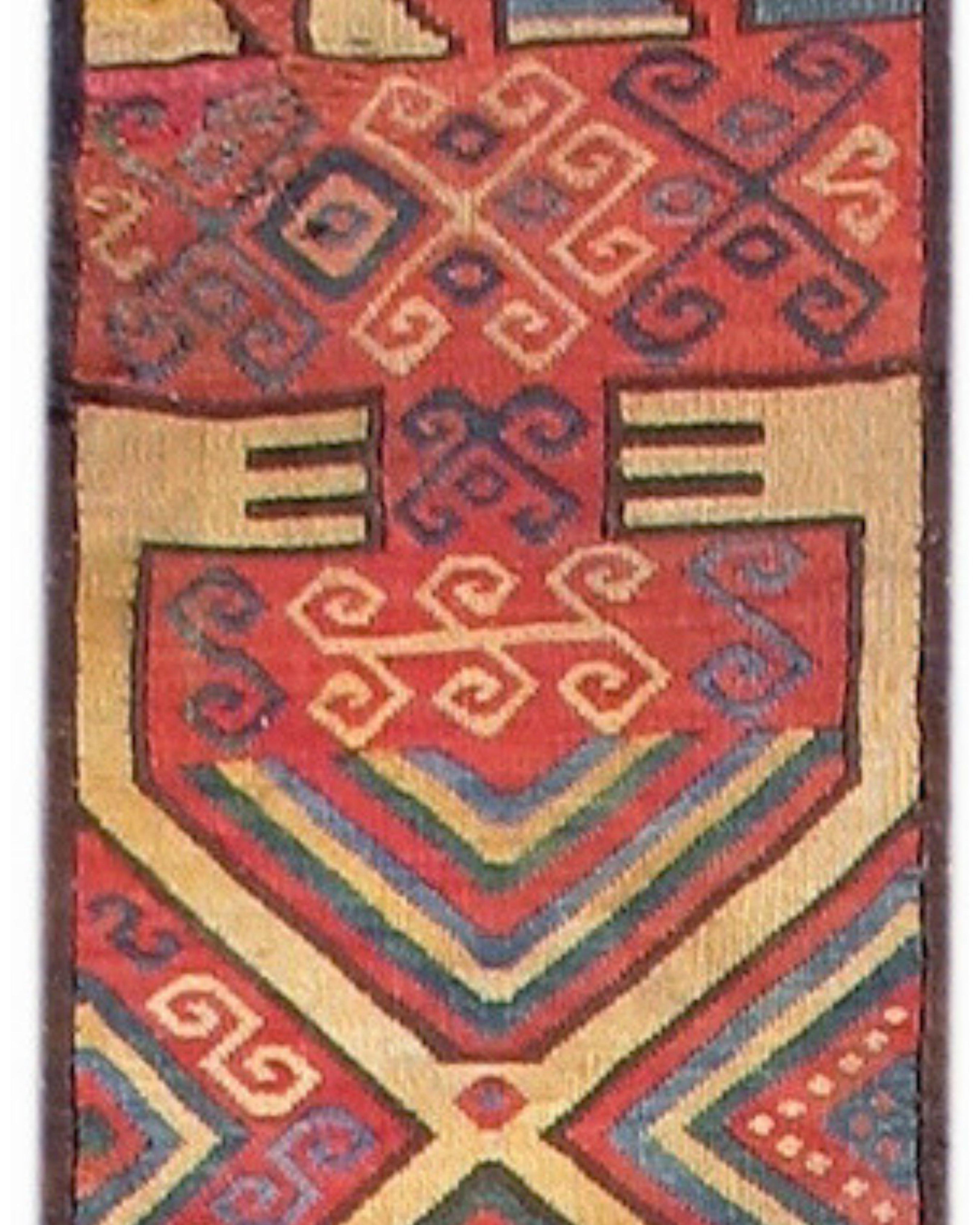 18th Century and Earlier Ancient Proto-Nazca Red and Yellow Spider Rug Fragment, c. 200 AD For Sale