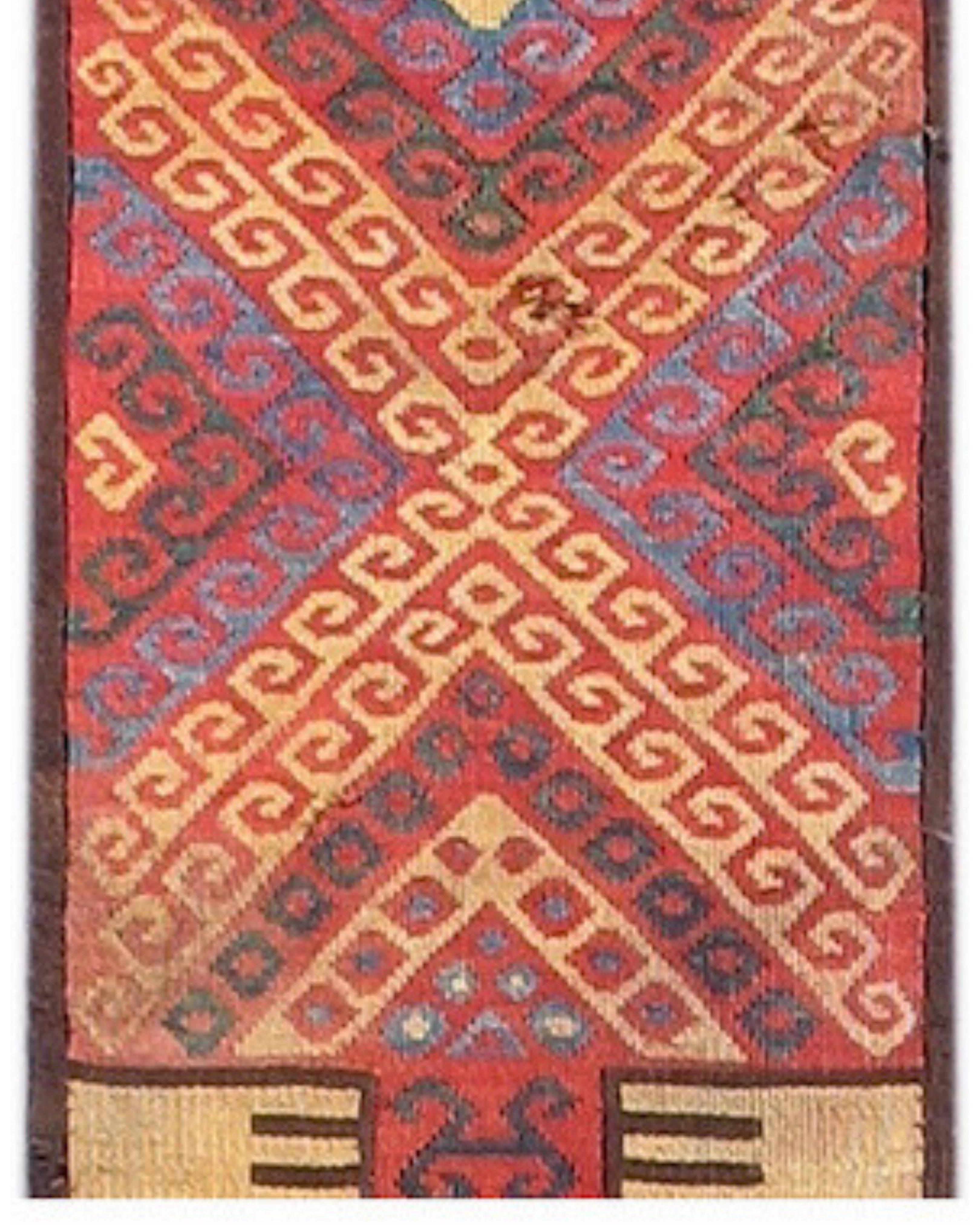 Ancient Proto-Nazca Red and Yellow Spider Rug Fragment, c. 200 AD For Sale 1
