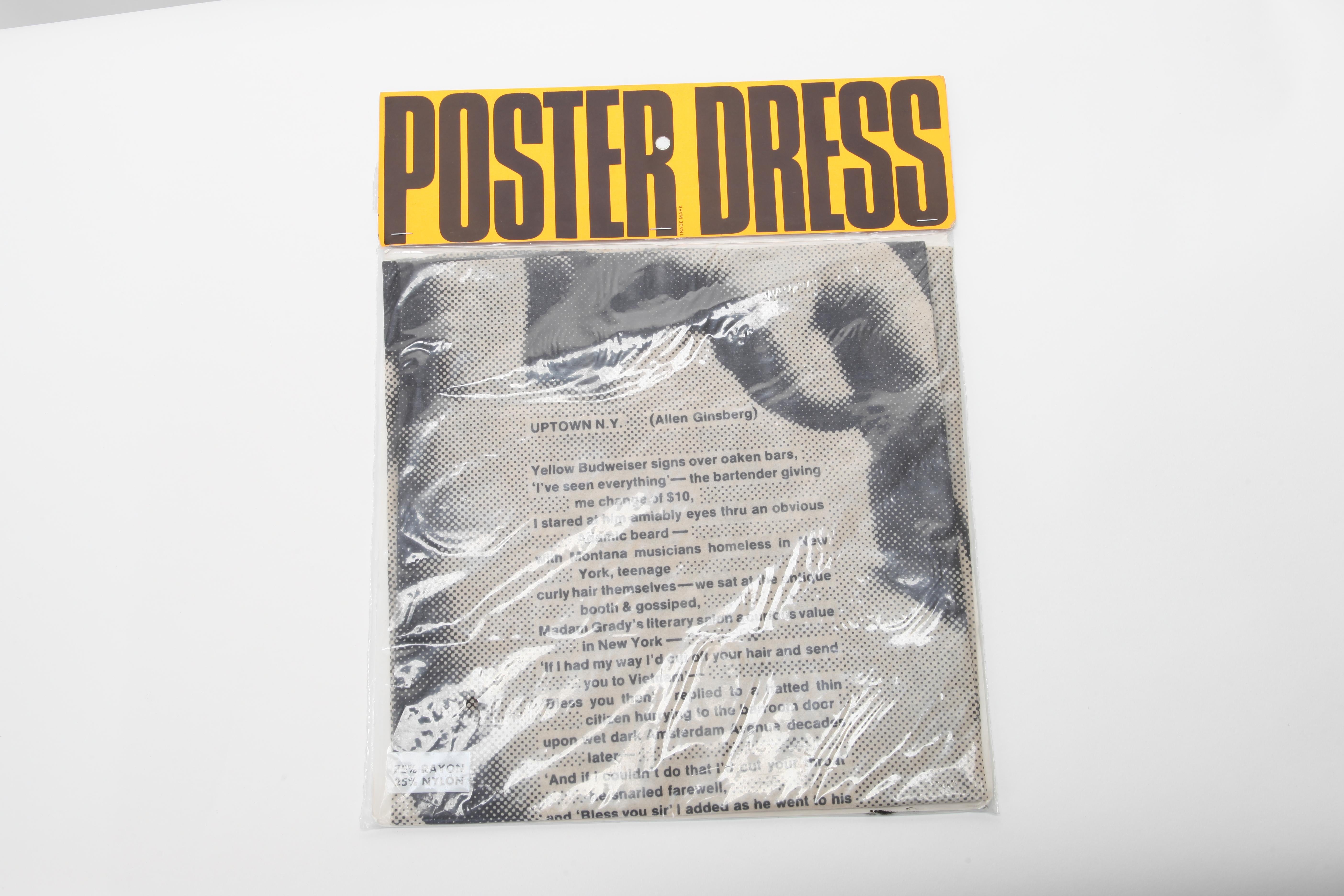 1st Edition 1968 Harry Gordon Poster Dress Original Packaging Museum
The poster dress reflected a taste for fast changing fashion and disposable clothing. Screen printed tissue, wood pulp and rayon mesh