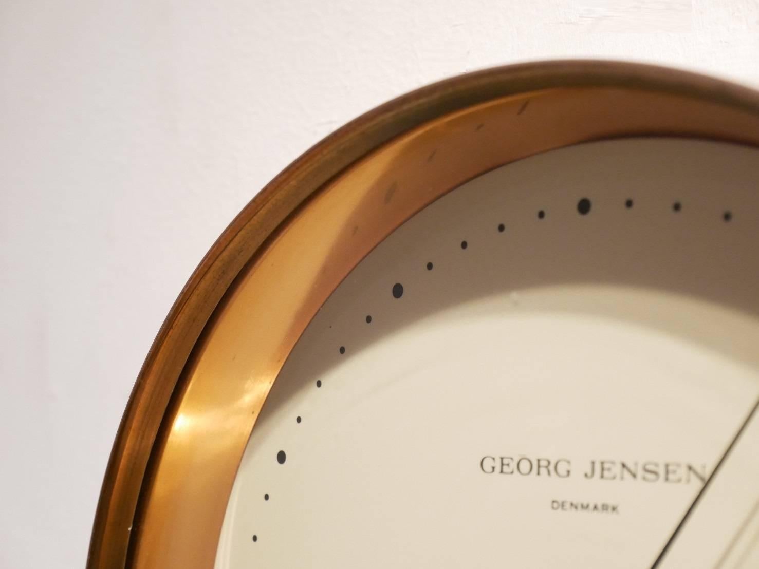 Danish 1st Edition Henning Koppel Design Wall Clock in Copper for Georg Jensen, Denmark