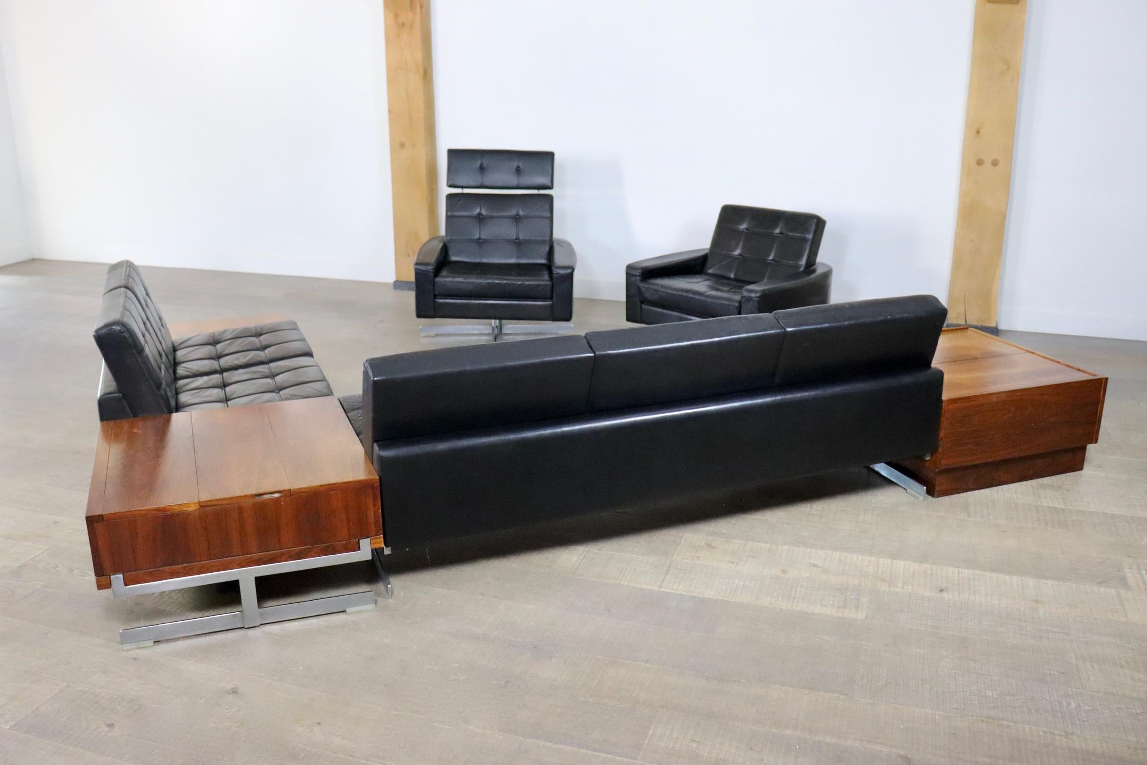 1st Edition leather ‘Pluraform’ sofa set by Rolf Benz, 1964 6