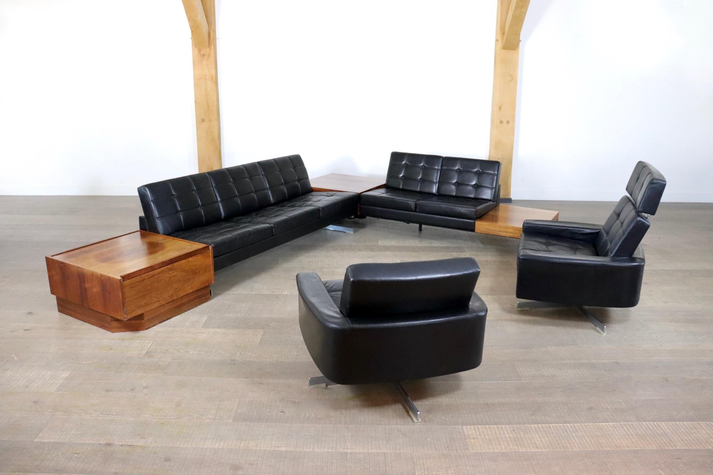 1st Edition leather ‘Pluraform’ sofa set by Rolf Benz, 1964 In Good Condition In ABCOUDE, UT