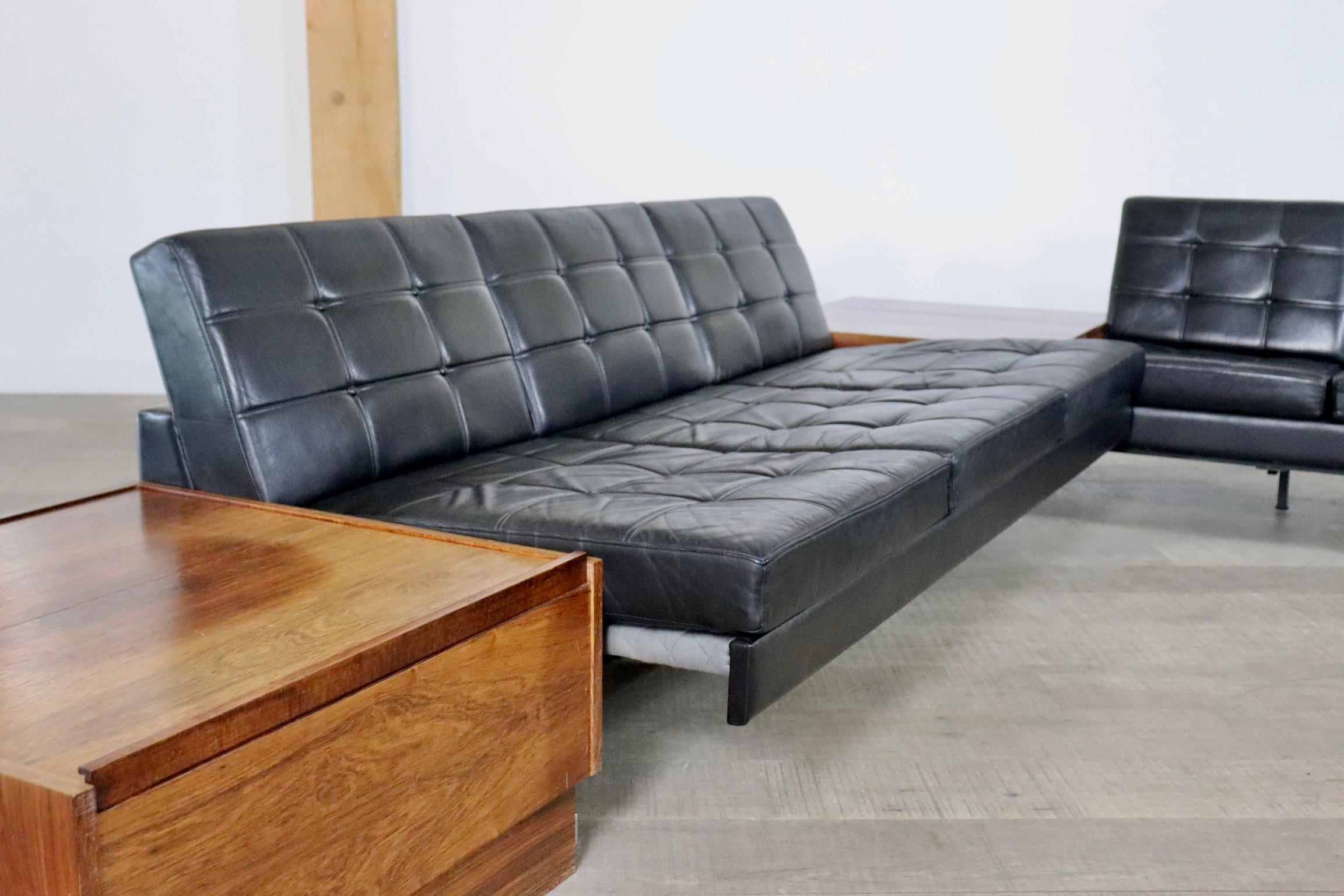 1st Edition leather ‘Pluraform’ sofa set by Rolf Benz, 1964 2